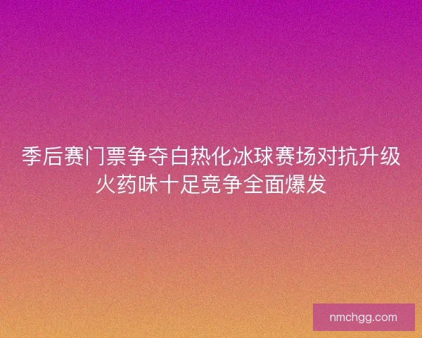 季后赛门票争夺白热化冰球赛场对抗升级火药味十足竞争全面爆发