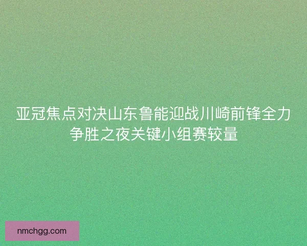 亚冠焦点对决山东鲁能迎战川崎前锋全力争胜之夜关键小组赛较量